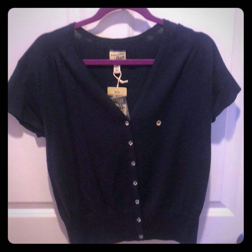 NWT Navy short sleeve cardigan. Diamond buttons 💎